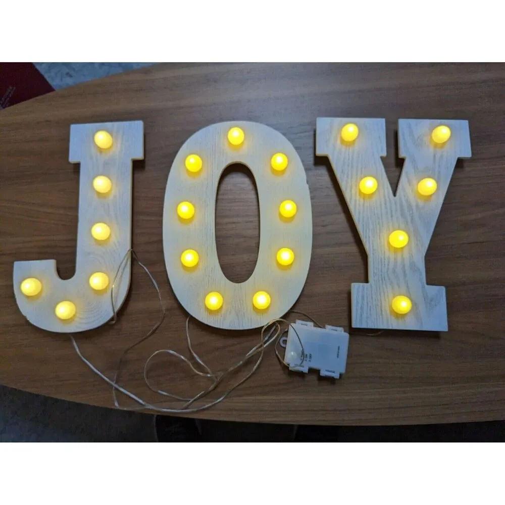 LED Joy Marquee With Frosted Warm Light LED Bulbs VTG Target,Tested And Works...